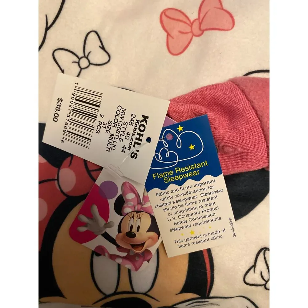 Brand New Disney Minnie Mouse Kids Size 3T Pajama Lounge Set Gift